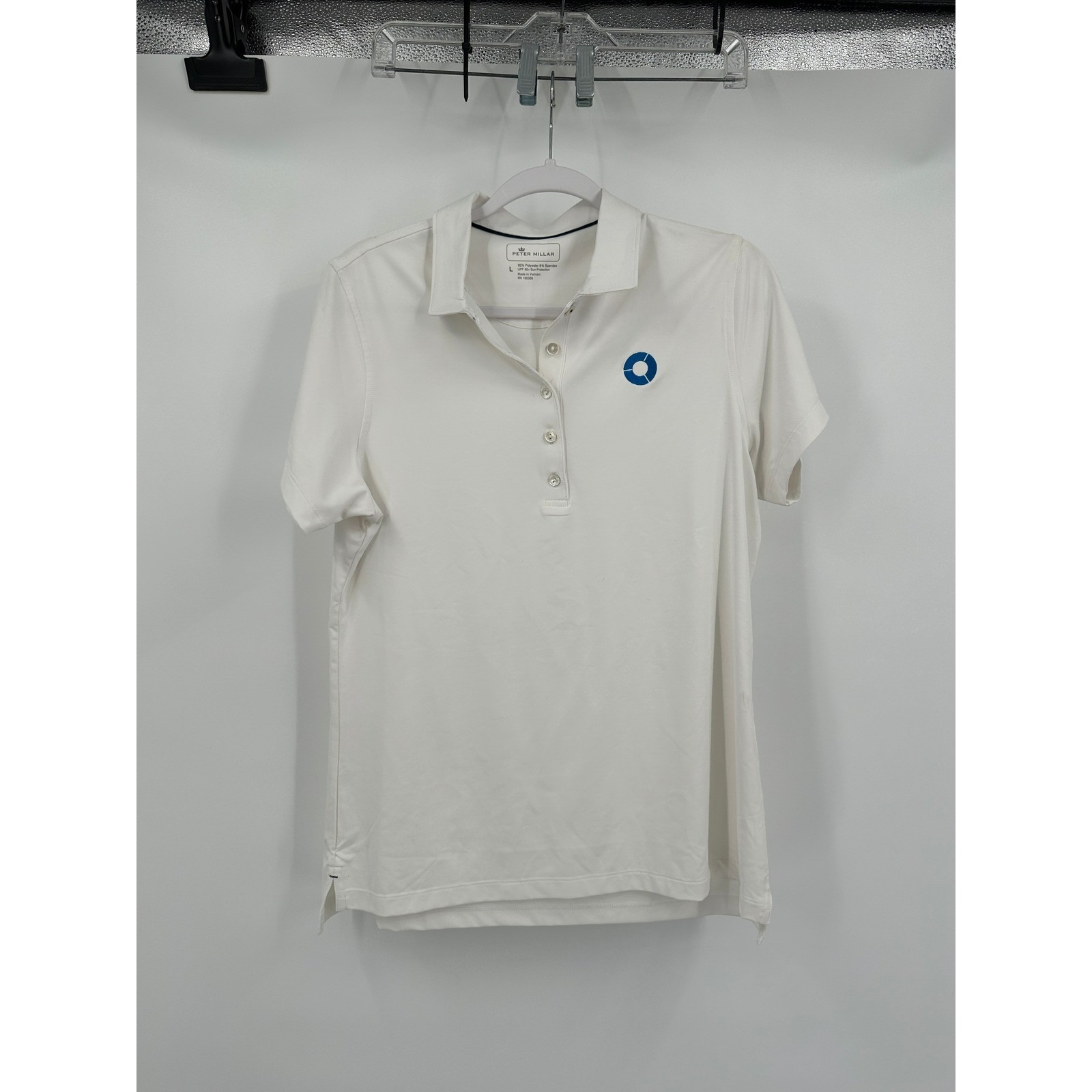 Peter Millar Womens Preppy Performance Golf Polo Size L Upf 50 Country Club